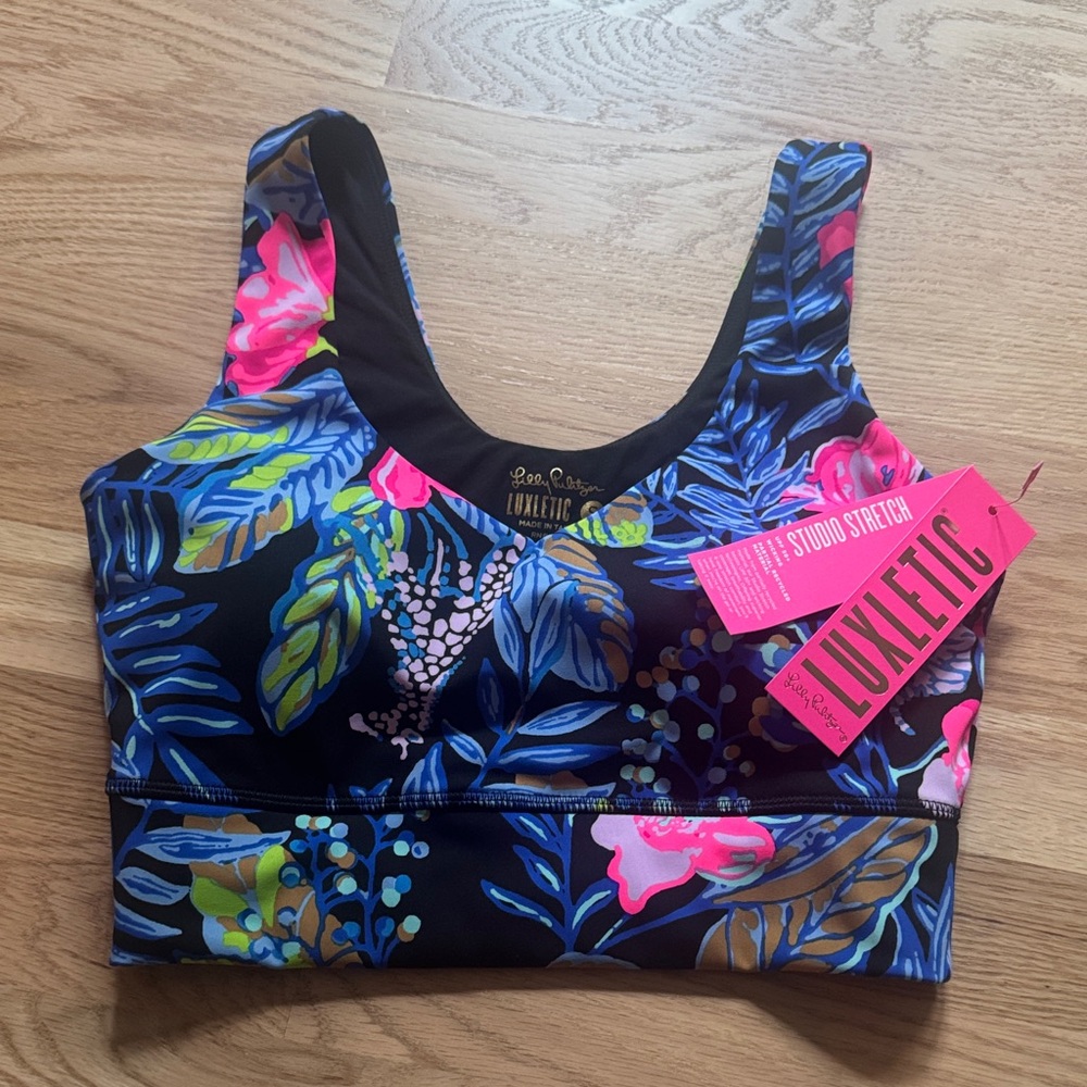 Lilly Pulitzer Luxletic Sports Bra - Blue and Pink Floral